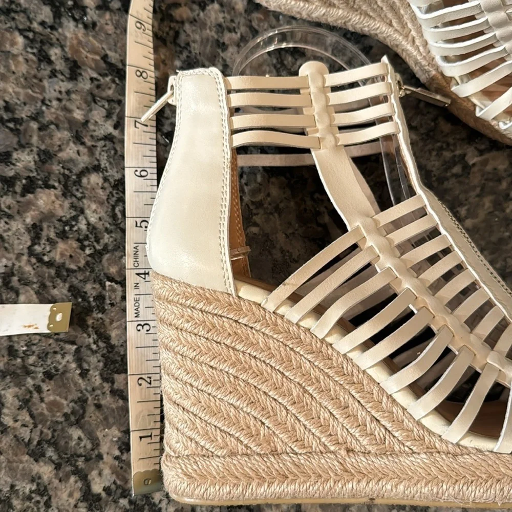 JustFab birch white wedge espadrille sandals NIB 7.5